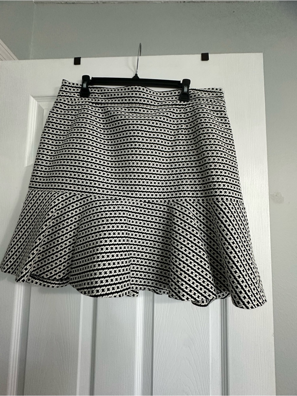 Banana Republic Black and White Patterned Skater Skirt